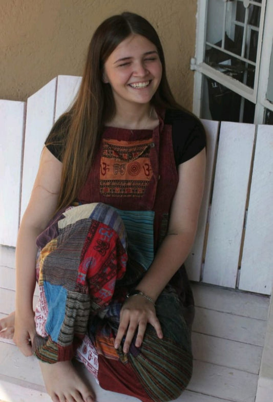 Patchwork harem dungaree