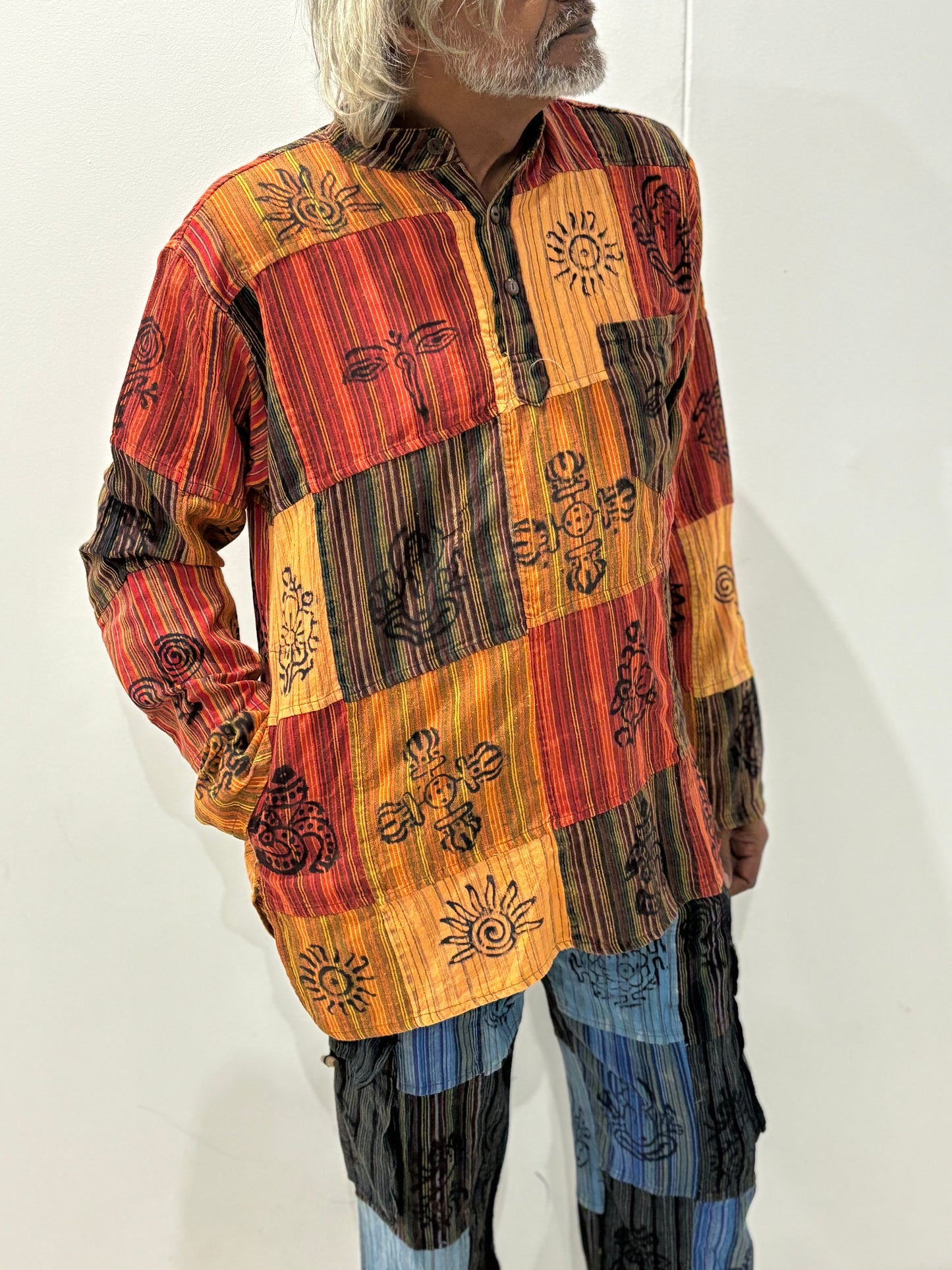 Hippie patch long sleeve shirt