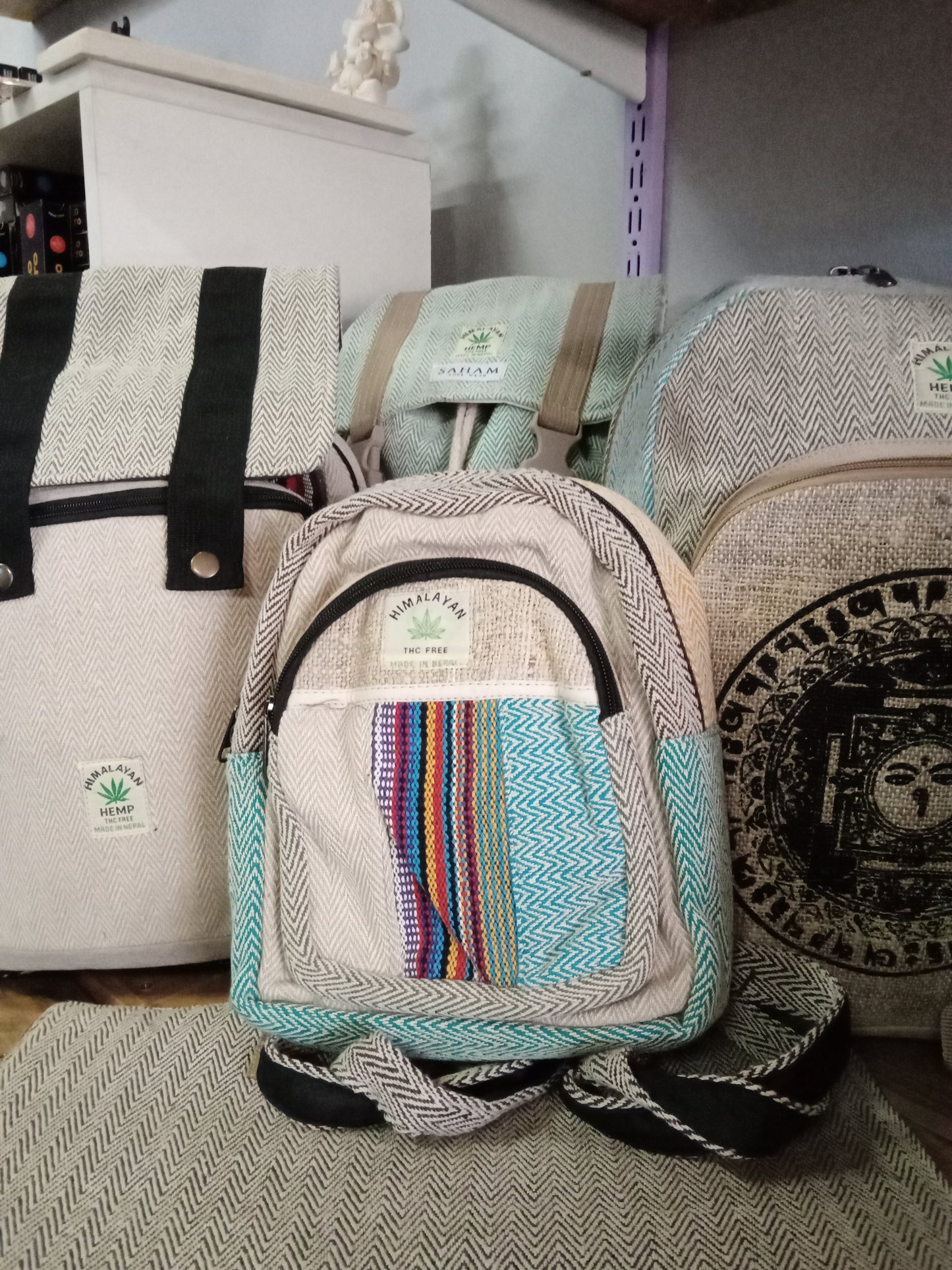 Hemp printed backpack