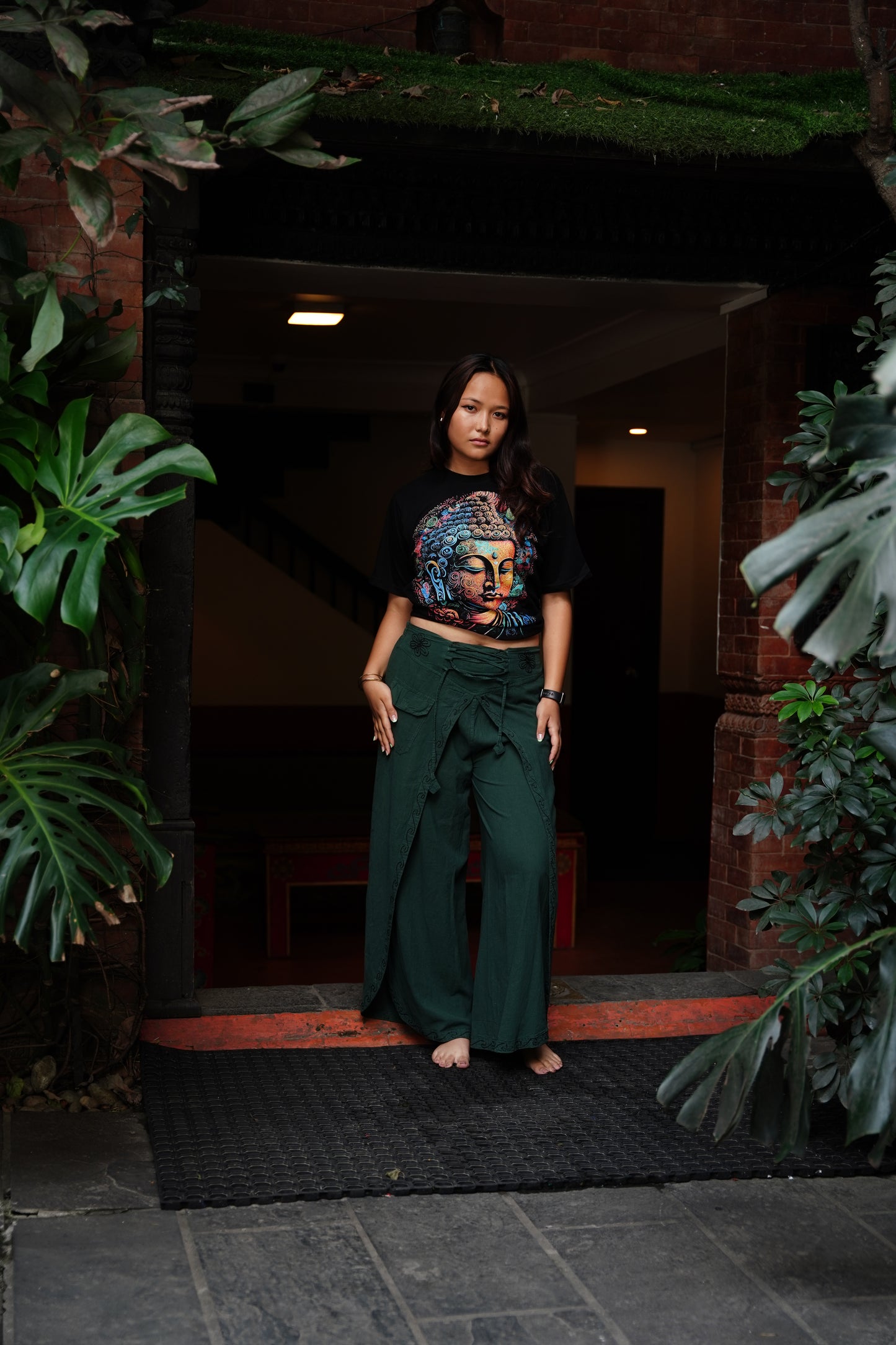 Enzyme wash Butterfly pants