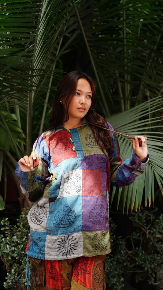 Colour patch hoodie