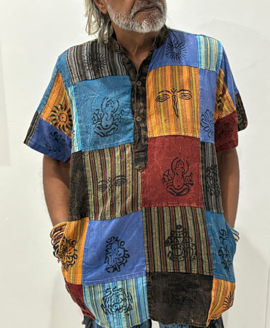 Hippie patch short sleeve shirt